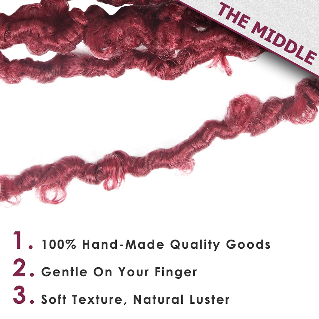 Niseyo 10 Inch Soft Butterfly Locs Crochet Hair 6 Packs Handmade Pre Looped Burgundy Distressed Faux Locs Crochet Butterfly Brai
