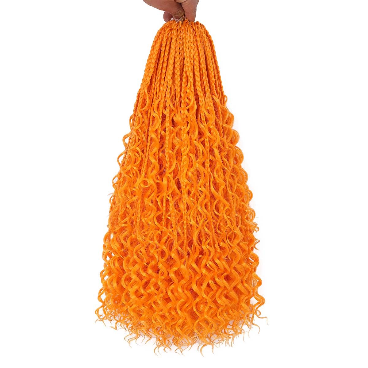 COOKOO 18 Inch Goddess Boho Box Braids Crochet Hair for Women 8 Packs Synthetic Bohemian Hippie Box Braids Crochet Hair With Cur