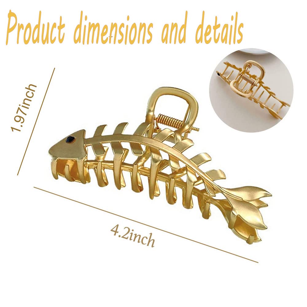 Metal Gold Fishbone Hair Clips Acrylic Large Hair Claw Cross Hairclip Elegant Fish Bone Headband Hairpin Hair Crab Female Lady N