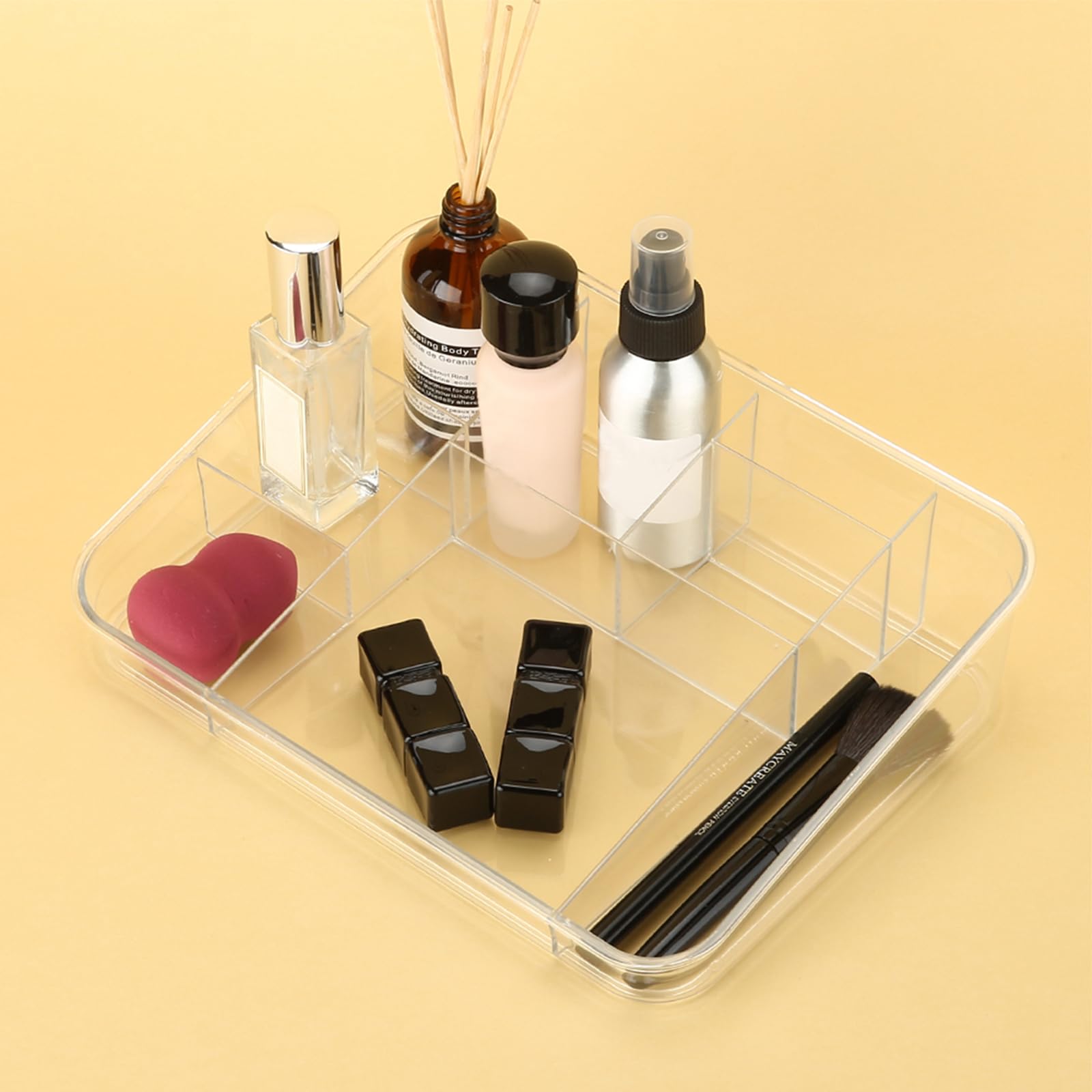 Sunficon Makeup Tray Organizer Cosmetic Display Case Office Stationery Storage Holder Countertop Storage Unit Makeup Box For Bat