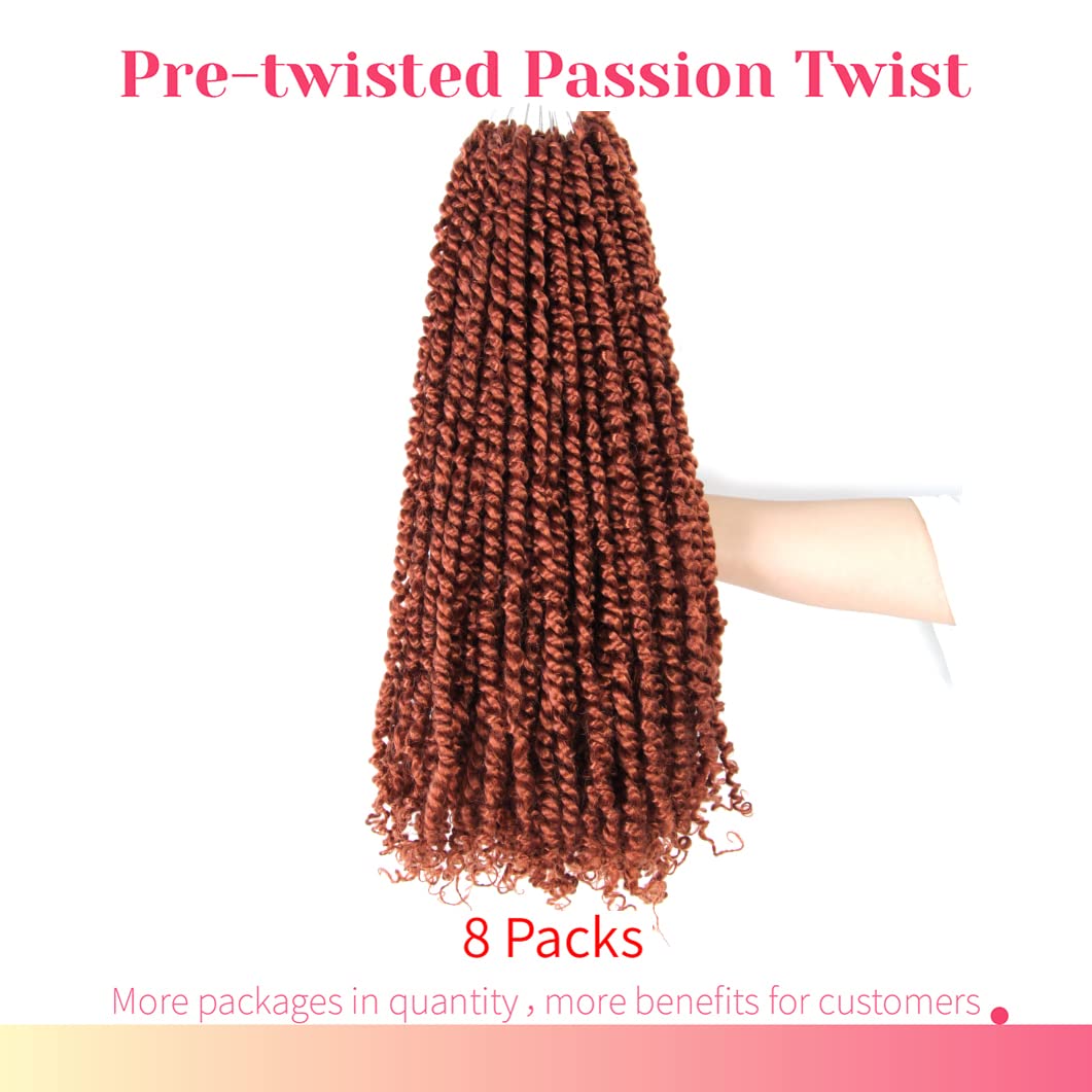 The BOHOBABE Crochet Passion Twist Hair Pretwisted 20 Inch Long Pre-looped Passion Twist Crochet Braiding Hair 8 Packs(350#)