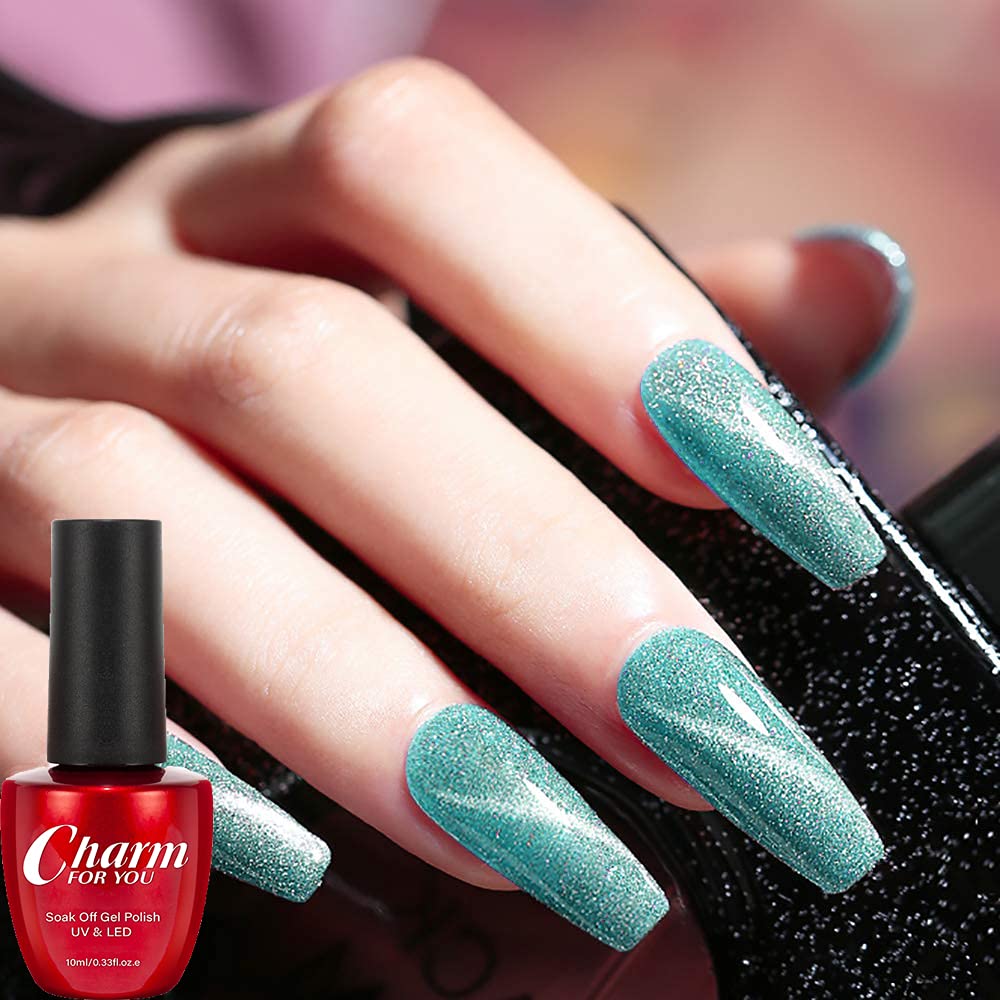 Veronni Cat Eye Gel Nail Polish, Glitter Magnetic Gel Polish, Sparkle Shiny Cat Eye Gel Nail Polish With Magnecti Stick Soak Off