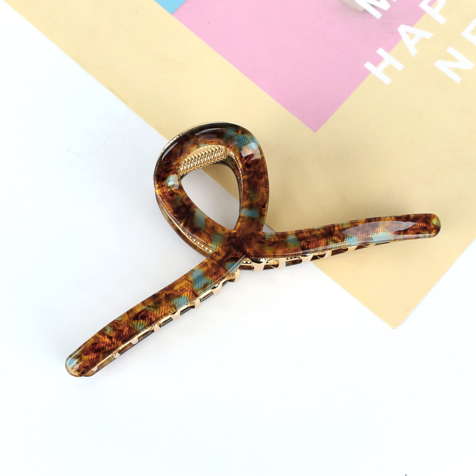 Big Hair Claw Clips Metal Hair Claw for Women Butterfly Hair Claw for Girl's Brown Acetate Hair Clamps Strong Hold Hair Claw 4.7