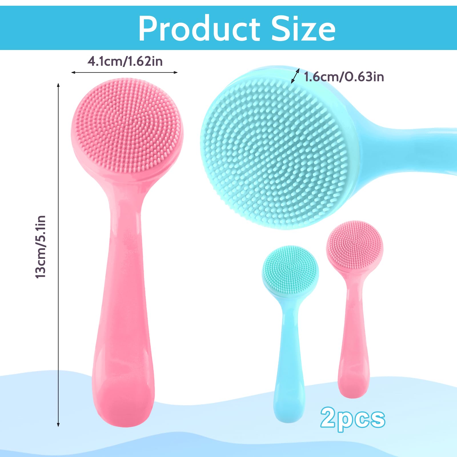 2Pack Silicone Face Brush Manual Face Scrub Brush Soft Facial Brushes Waterproof Exfoliating Face Brush Skin Friendly Face Clean