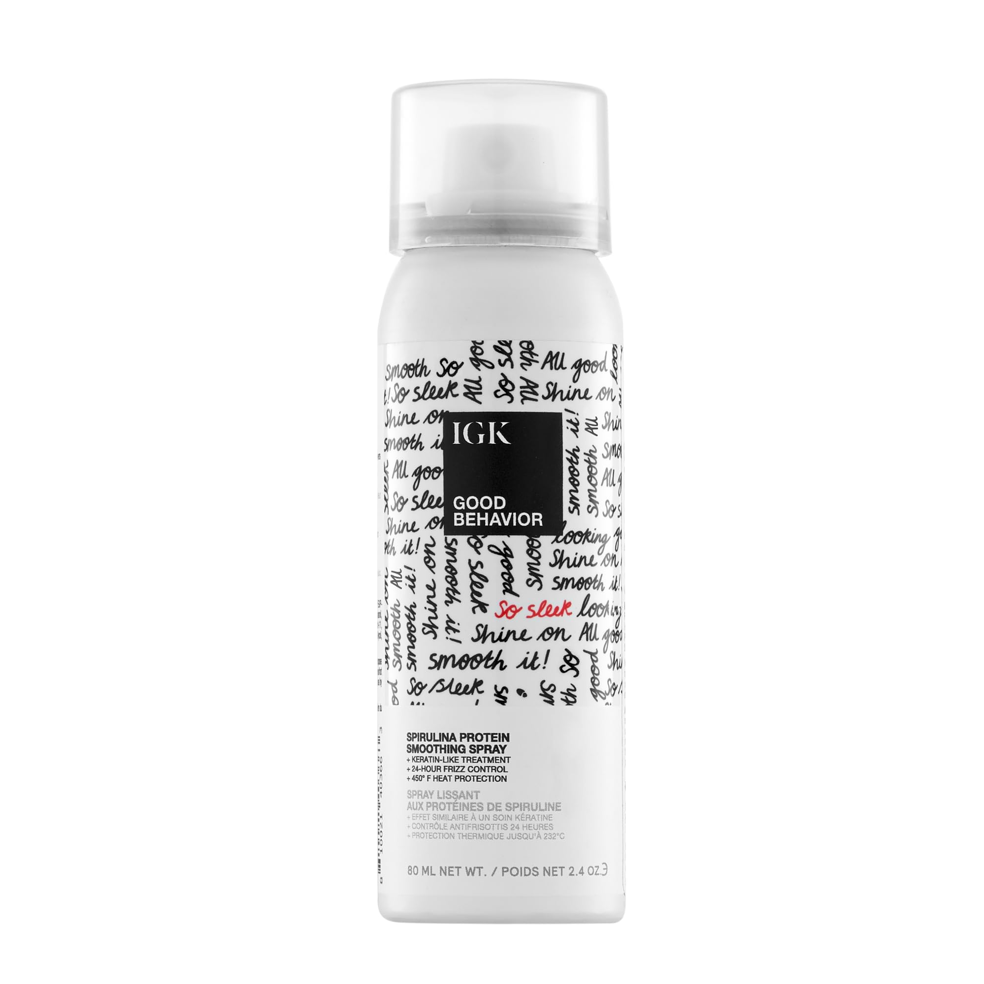 IGK GOOD BEHAVIOR Spirulina Protein Smoothing Spray Travel | Keratin Like Treatment + Frizz Control + Heat Protectant | Vegan + 