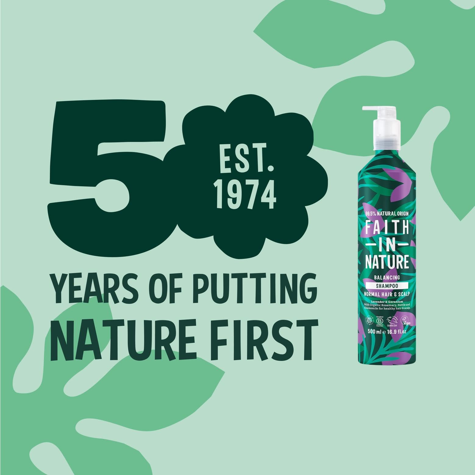 FAITH IN NATURE Natural Aluminium Bottle Shampoo - Vegan & Cruelty Free, No SLS or Parabens - 16.9 fl oz, Lavender & Geranium