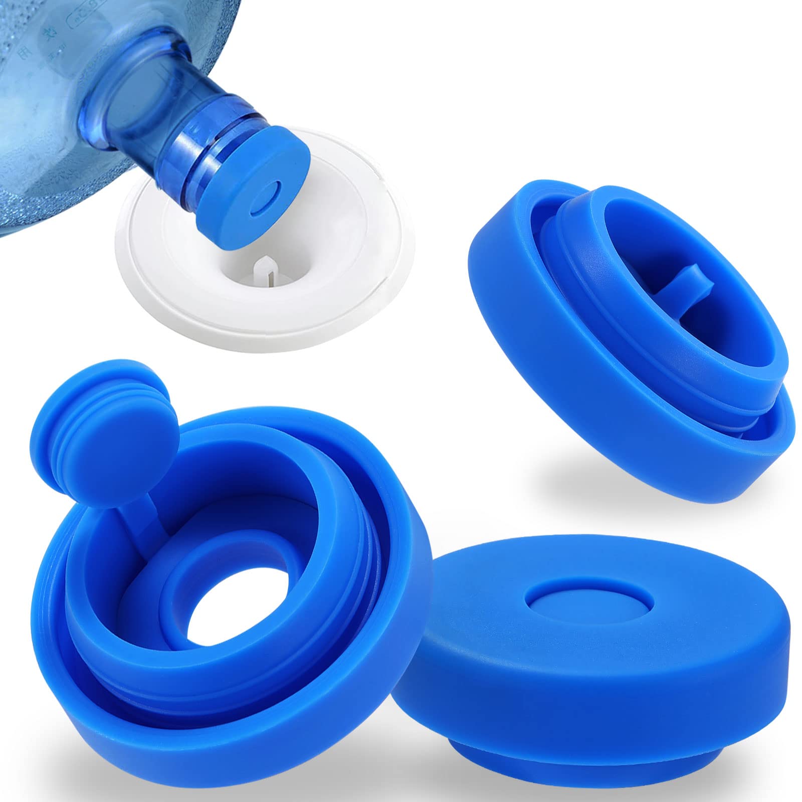 Striludo 3 Packs 5 gallon Water Jug cap,Water Jug Lids,Replacement Water Jug caps,Reusable Silicone Leak Proof Jug Lid for 55mm 