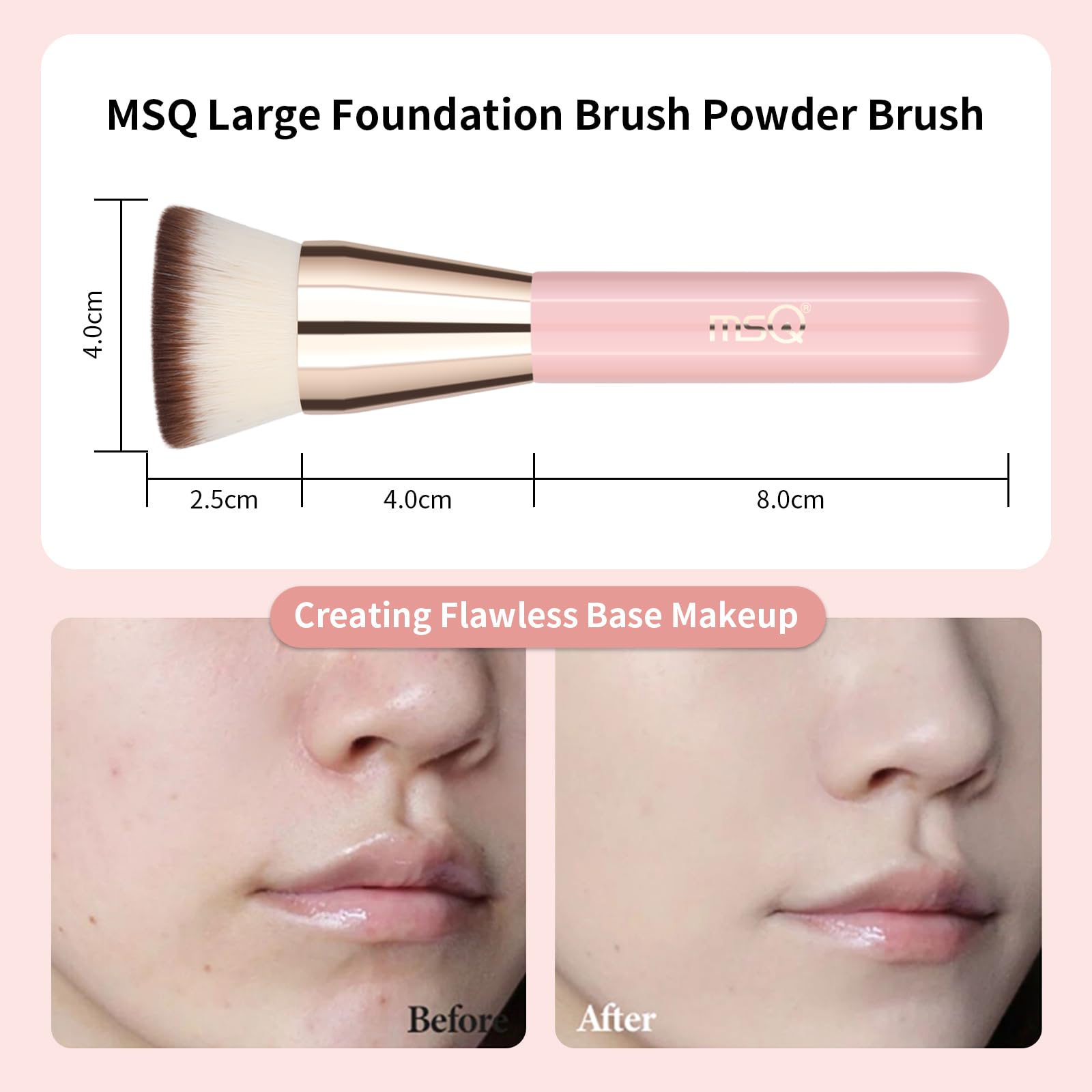 Foundation Brush For Liquid Makeup, Msq Flat Top Kabuki Foundation Brush Premium Makeup Brushes For Liquid, Cream And Powder-Liq
