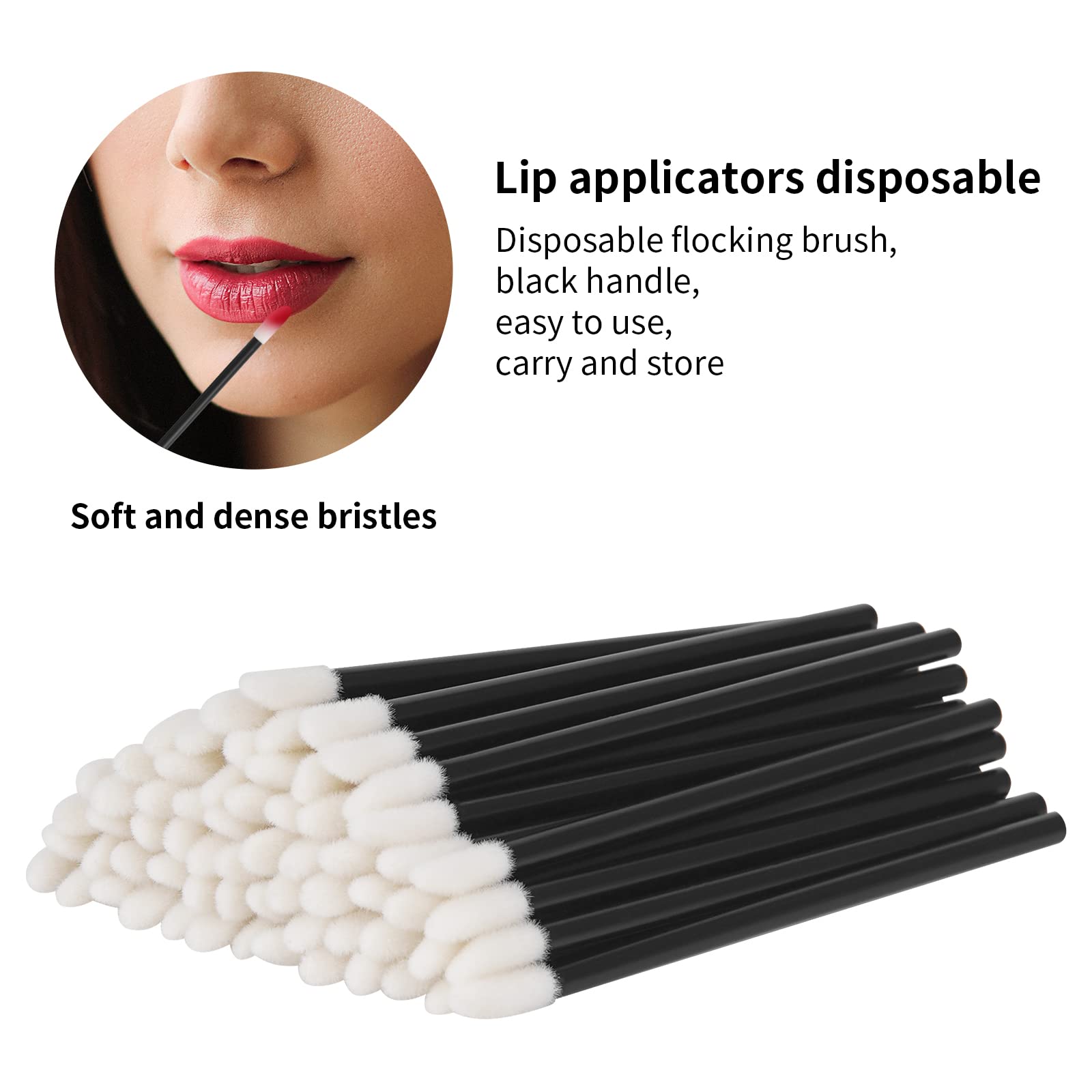 500Pcs Lip Wands Applicators Disposable - Vaincre Lipstick Brush Lip Gloss Makeup Applicator Beauty Tool Kits Black
