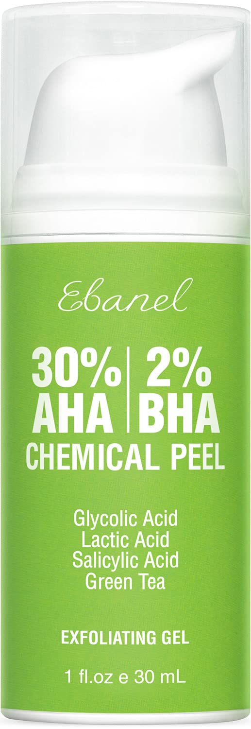 Ebanel 30% AHA 2% BHA Chemical Peel Exfoliant Gel, Face Peel with Glycolic Acid, Salicylic Acid, Lactic Acid, Green Tea, Chamomi