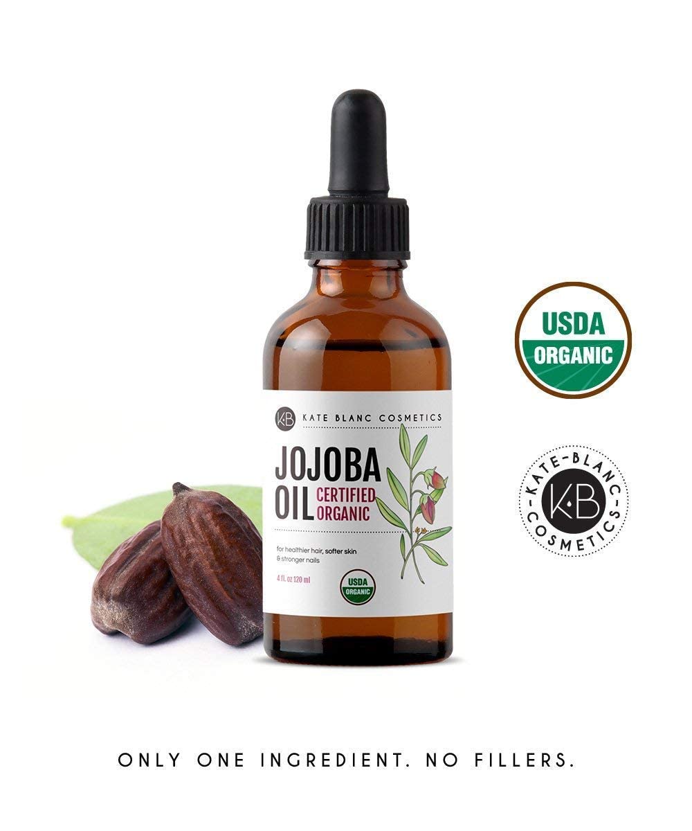 Kate Blanc Cosmetics Jojoba Oil For Hair Growth, Skin & Face (2Oz) Facial Oil For Gua Sha Massage. 100% Pure & Natural Hair Oil