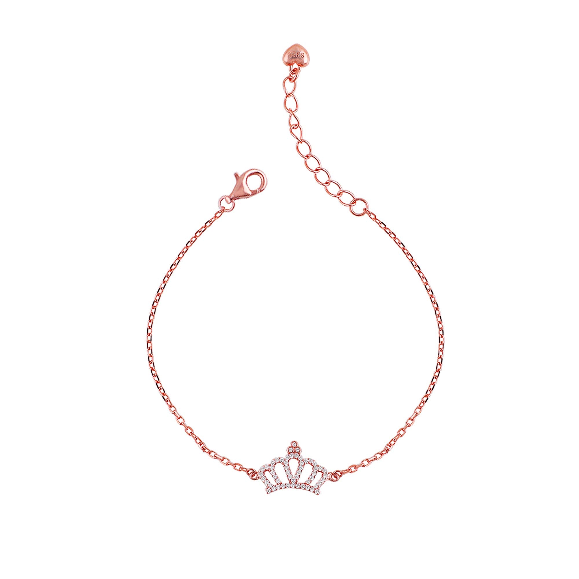 GIVA 925 Silver Rose Gold Anjalis Queen Crown Bracelet,Adjustable Rakhi Rakshabandhan Gift For Sister Bhabhi,Gifts For Women & G