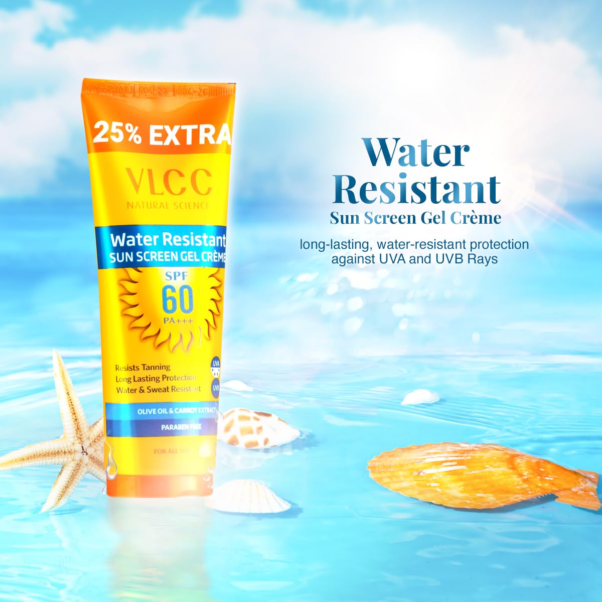 Vlcc Water Resistant Spf60 Sun Screen Gel Creme(100Gm)