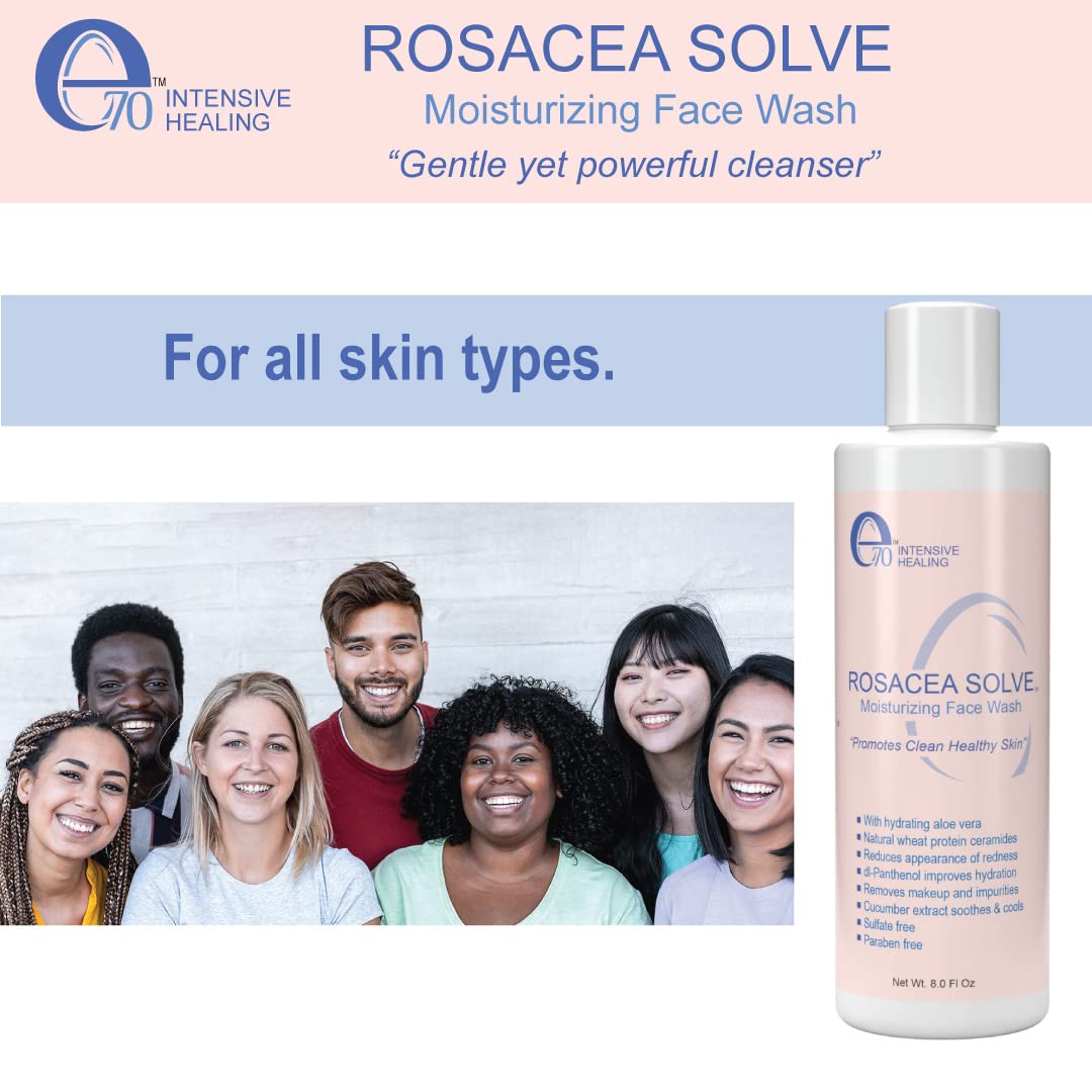 E70 Rosacea Solve Moisturizing Face Wash - Gentle Rosacea Cleanser For Dry & Itchy Skin - Sensitive Skin Care With Beneficial In
