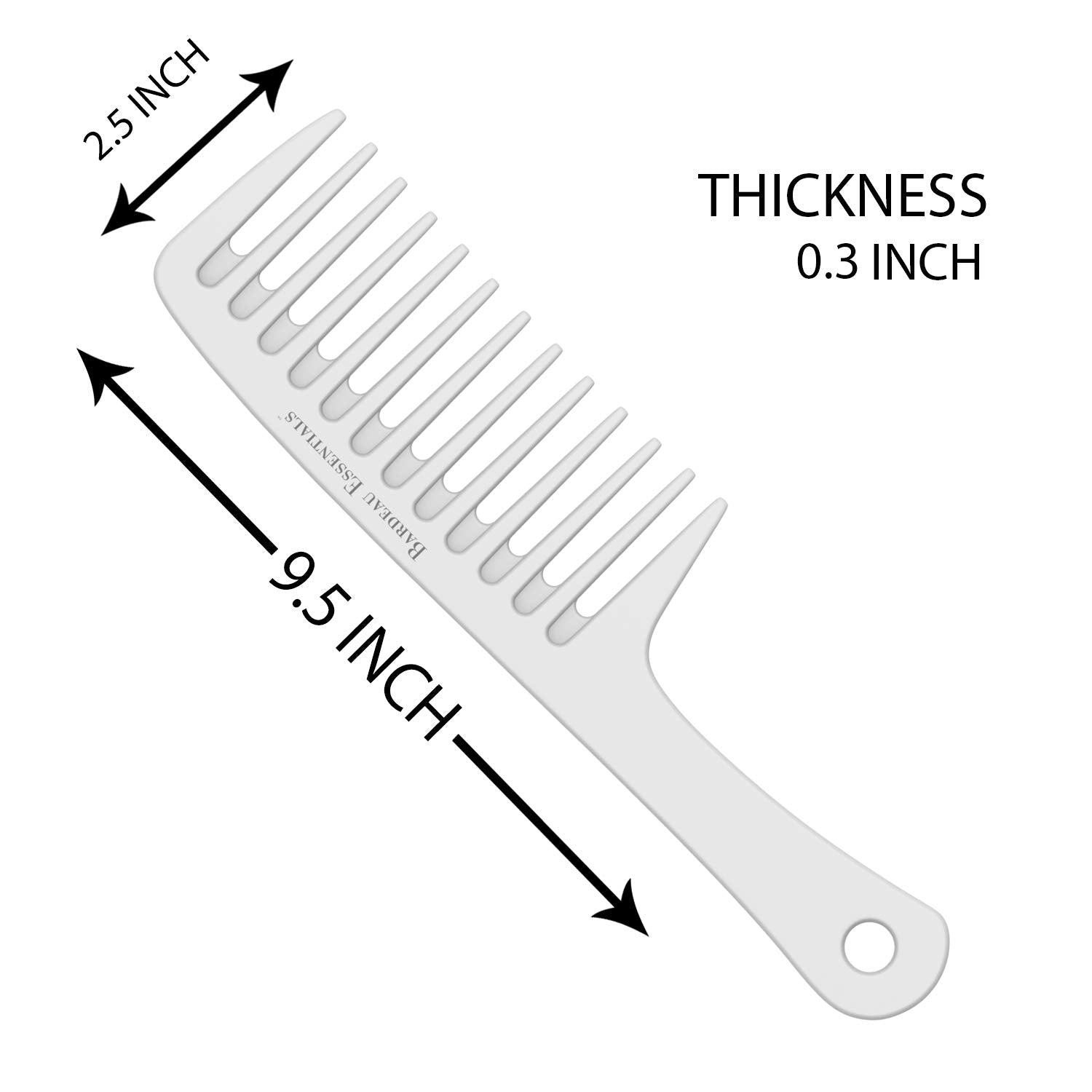 Extra Large Detangler Comb | Wide Tooth Shower Comb With Handle | Big Paddle Comb For Men And Women | Ideal For Everyday Use | F
