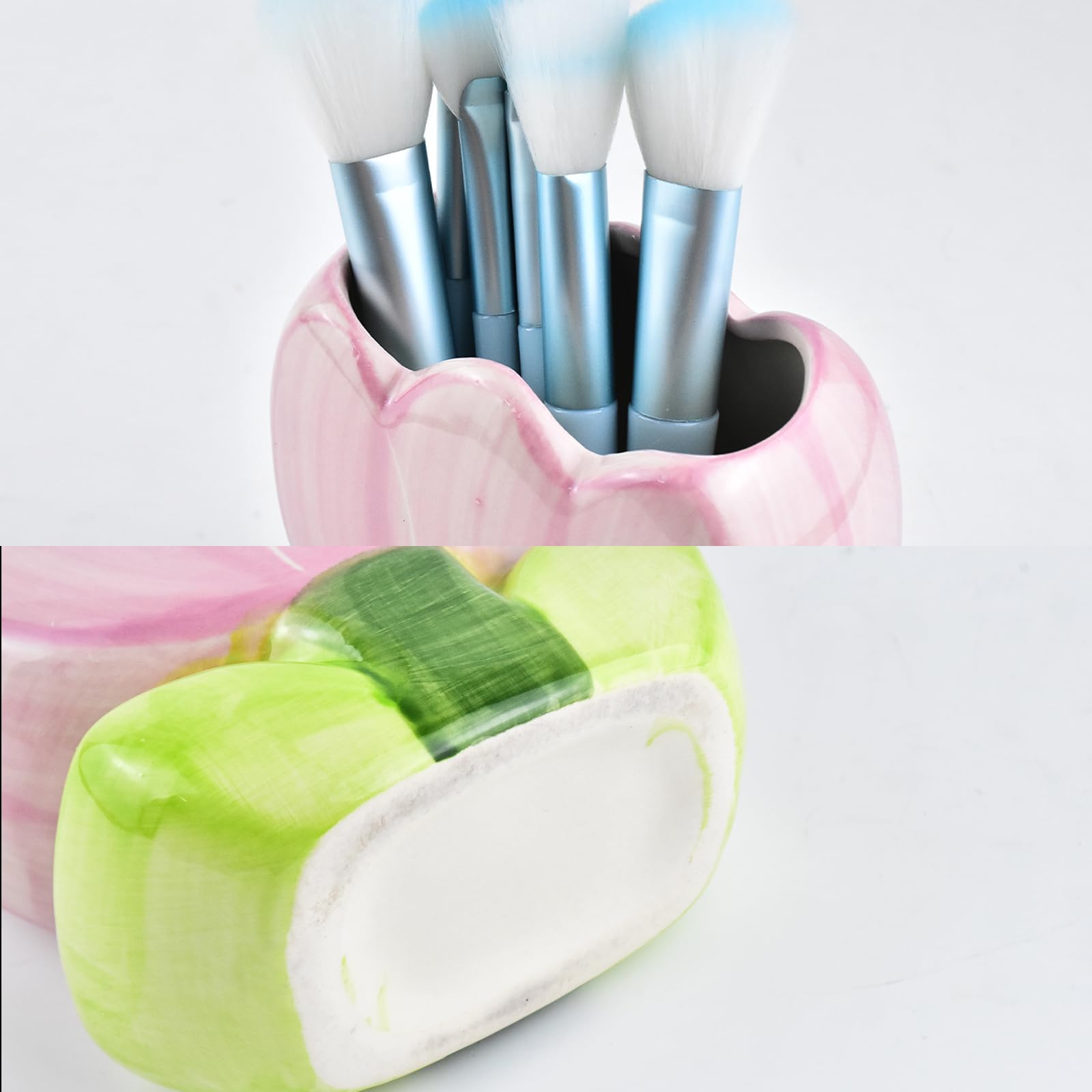 ESIW Ceramic Tulip Cosmetic Storage Box, Desktop Organizers Make Up Brush Storage Stand Desktop Storage Box for Brush,Pencil,Art