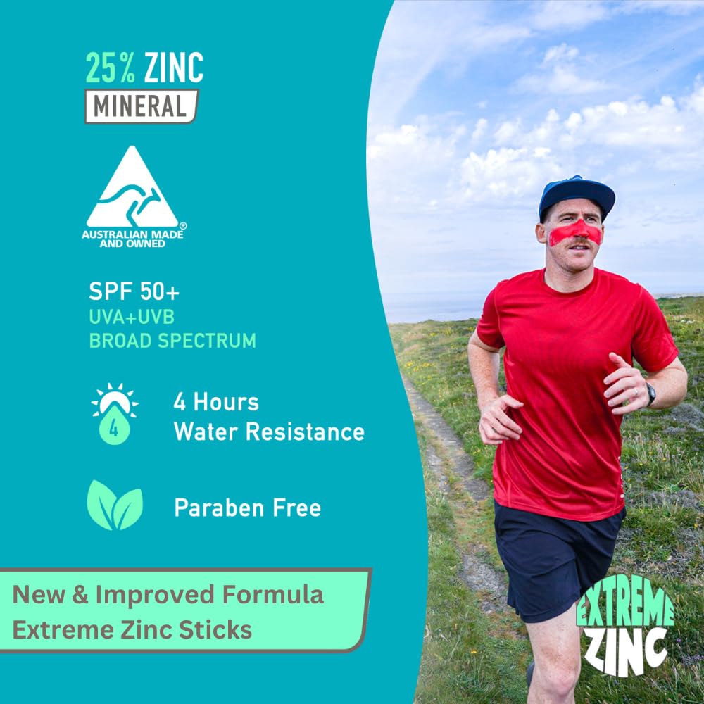 Sun Zapper (Red Flash) Extreme Zinc Stick - Red Color Mineral Sunscreen Stick Spf50+ Uva/Uvb+ Unbeatable Sun Protection Sunblock
