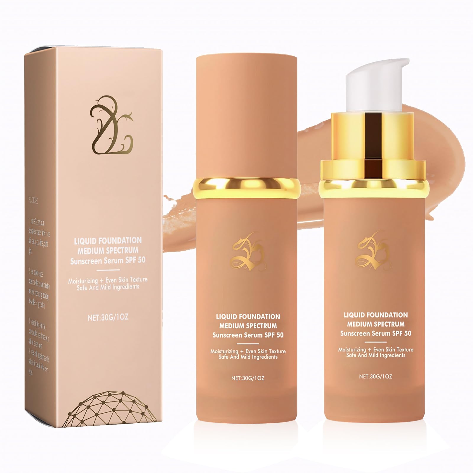 2Pcs 4in1 Color Changing Foundation,Foundation for Mature Skin,Waterproof