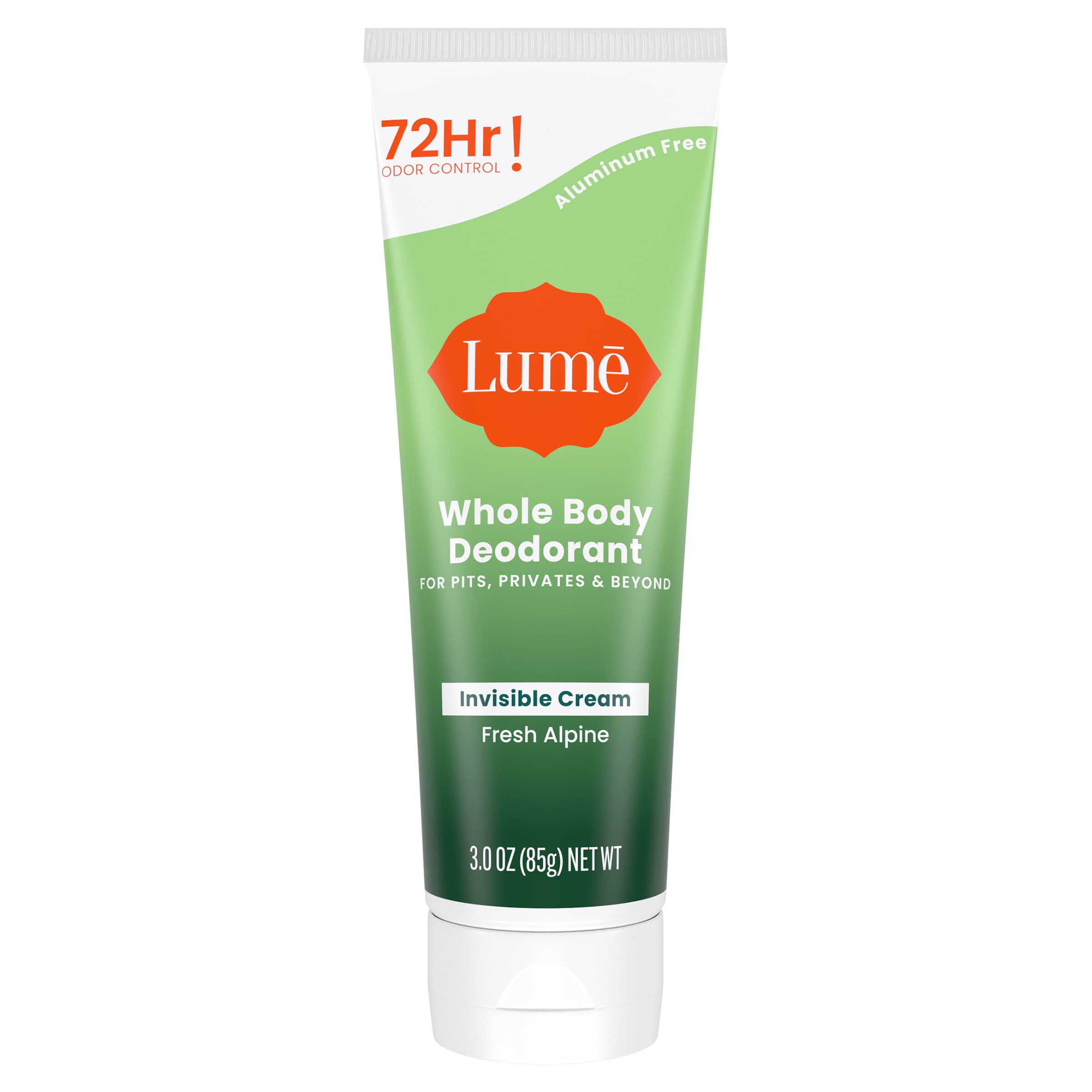 Lume Whole Body Deodorant - Invisible Cream Tube - 72 Hour Odor Control - Aluminum Free, Baking Soda Free, Skin Safe - 3.0 Ounce