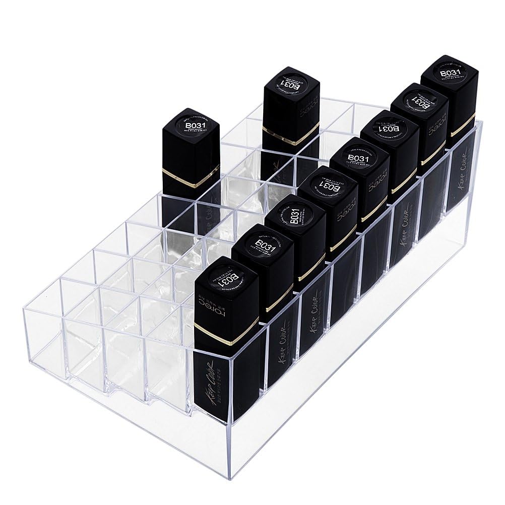 Hblife 2Pack Lipstick Holder, 40 Spaces Clear Acrylic Lipstick Organizer Display Stand Cosmetic Makeup Organizer For Lipstick, B