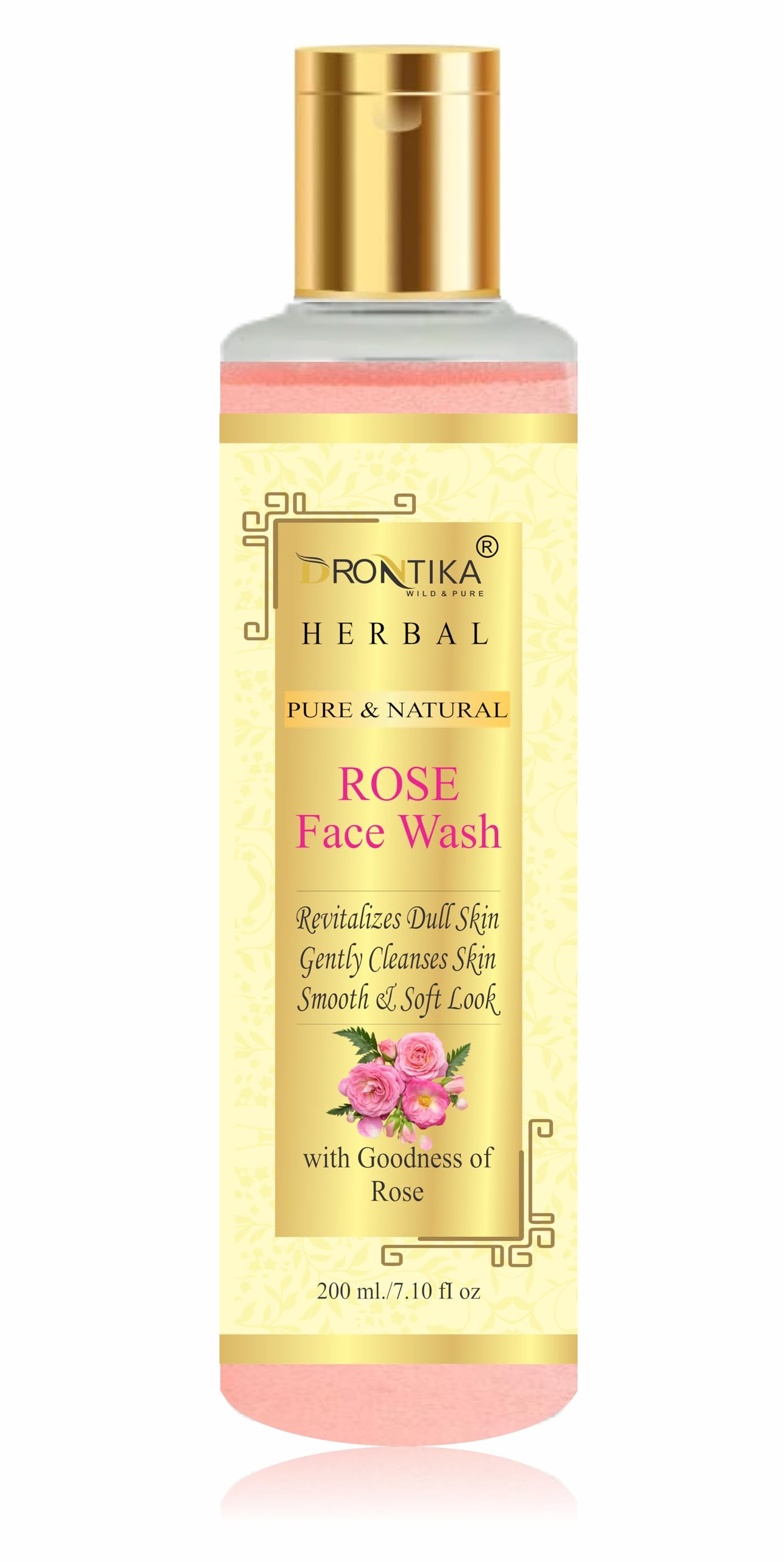 Drontika 100% Natural Rose Face Wash For Toned, Radiant, Glowing Skin  All Skin Types200Ml