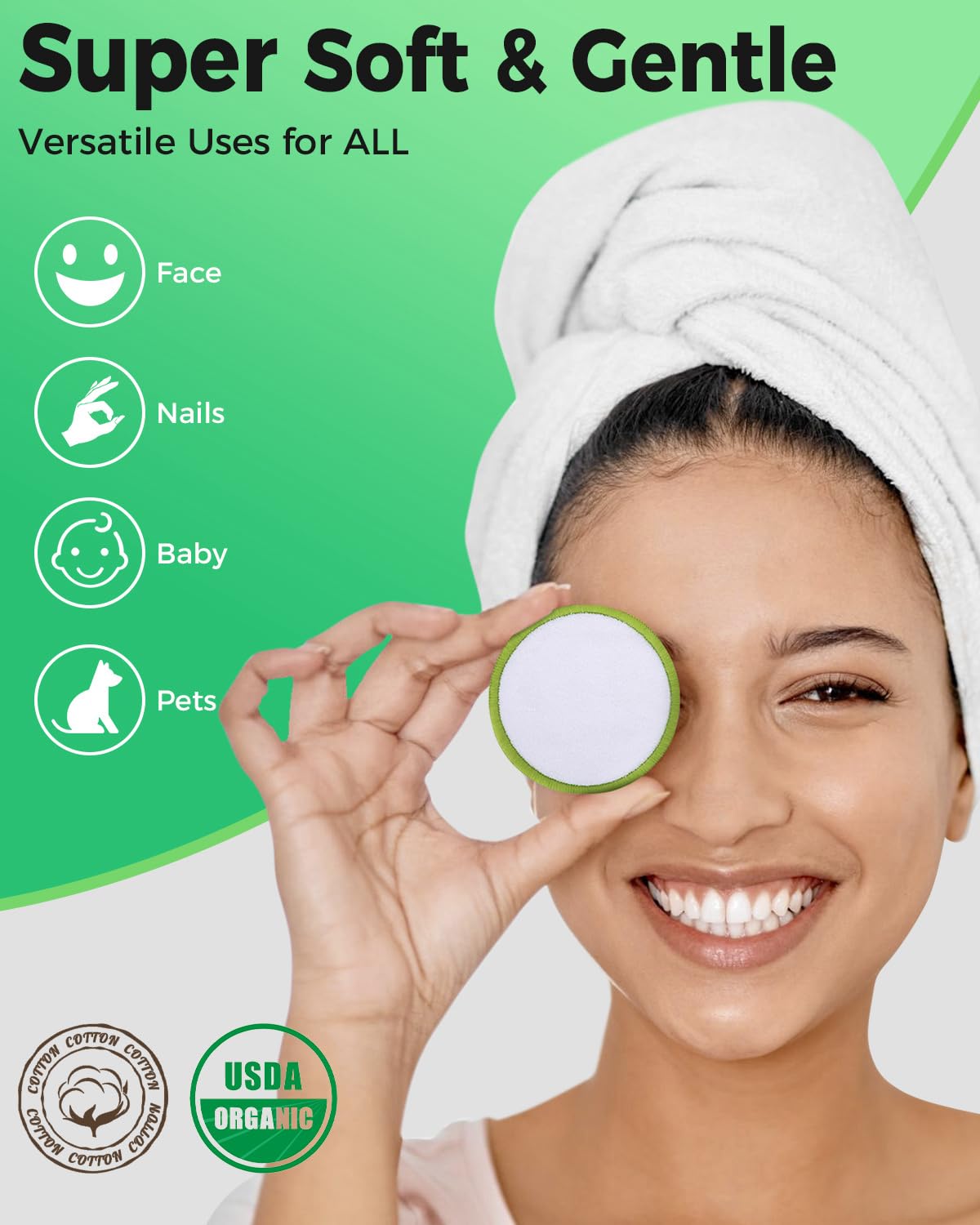 Prociv Reusable Makeup Remover Pads - 20 Packs Washable Organic Bamboo Reusable Cotton Rounds For All Skin Types & Toner With La