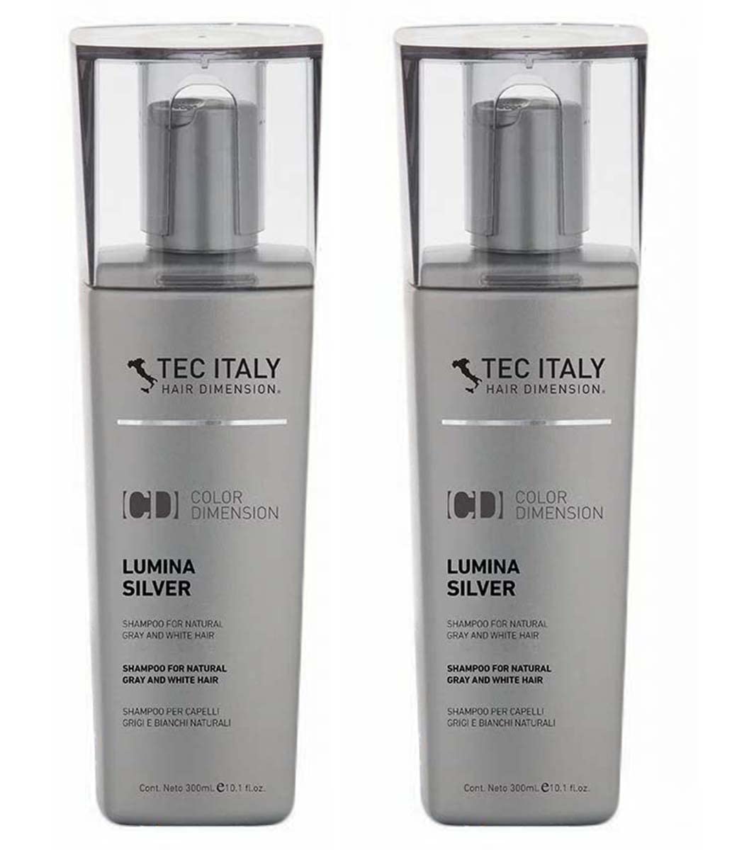 Tec Italy Lumina Silver Shampoo for Natural Gray and White Hair 10.1 oz (Pack of 2)
