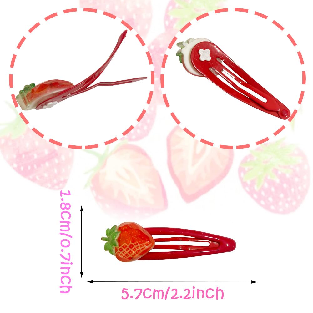 Kesvila Strawberry Snap Hair Clips, 20 Pcs Cute Plastic Barrettes for Girls & Women, Strawberry A Color