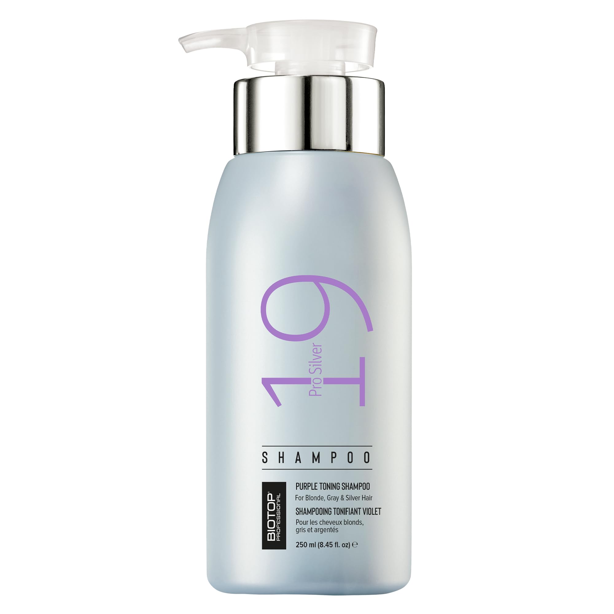 Biotop Professional 19 Pro Silver Shampoo - Purple Shampoo to Neutralize Yellow and Brassy Tones - Made with Sunflower Oil and V