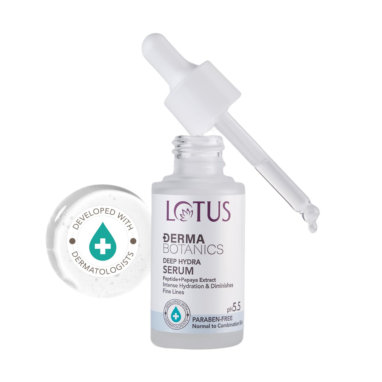 Lotus Dermabotanics Peptide + Papaya Extract Deep Hydra Serum | Diminishes Fine Lines | Boosts Collagen | Made With Dermatologis