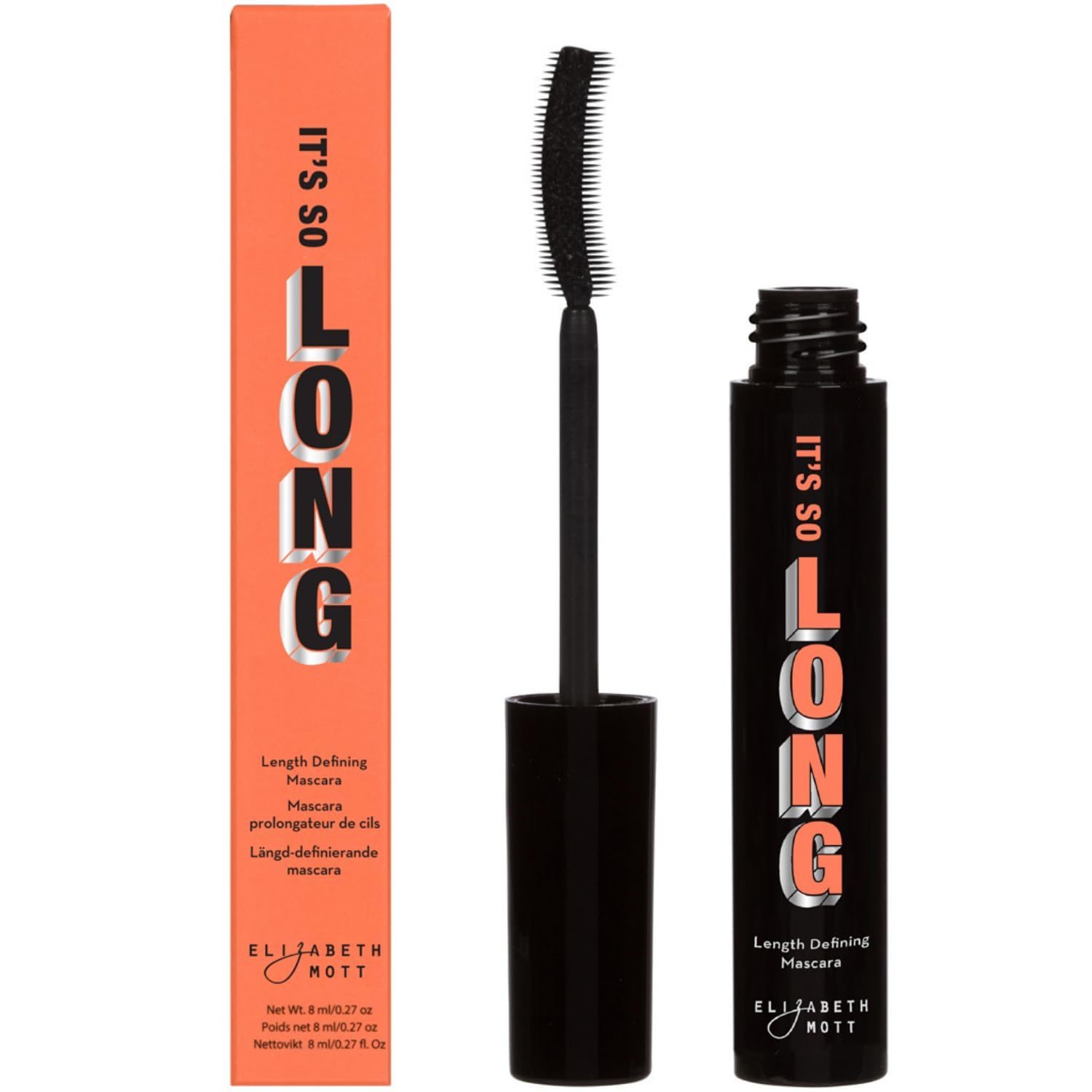 Elizabeth Mott Black Lengthening Smudge Proof, Water-Resistant Mascara, No Clump Or Flake, Liquid Lash Extending Fiber Mascara W