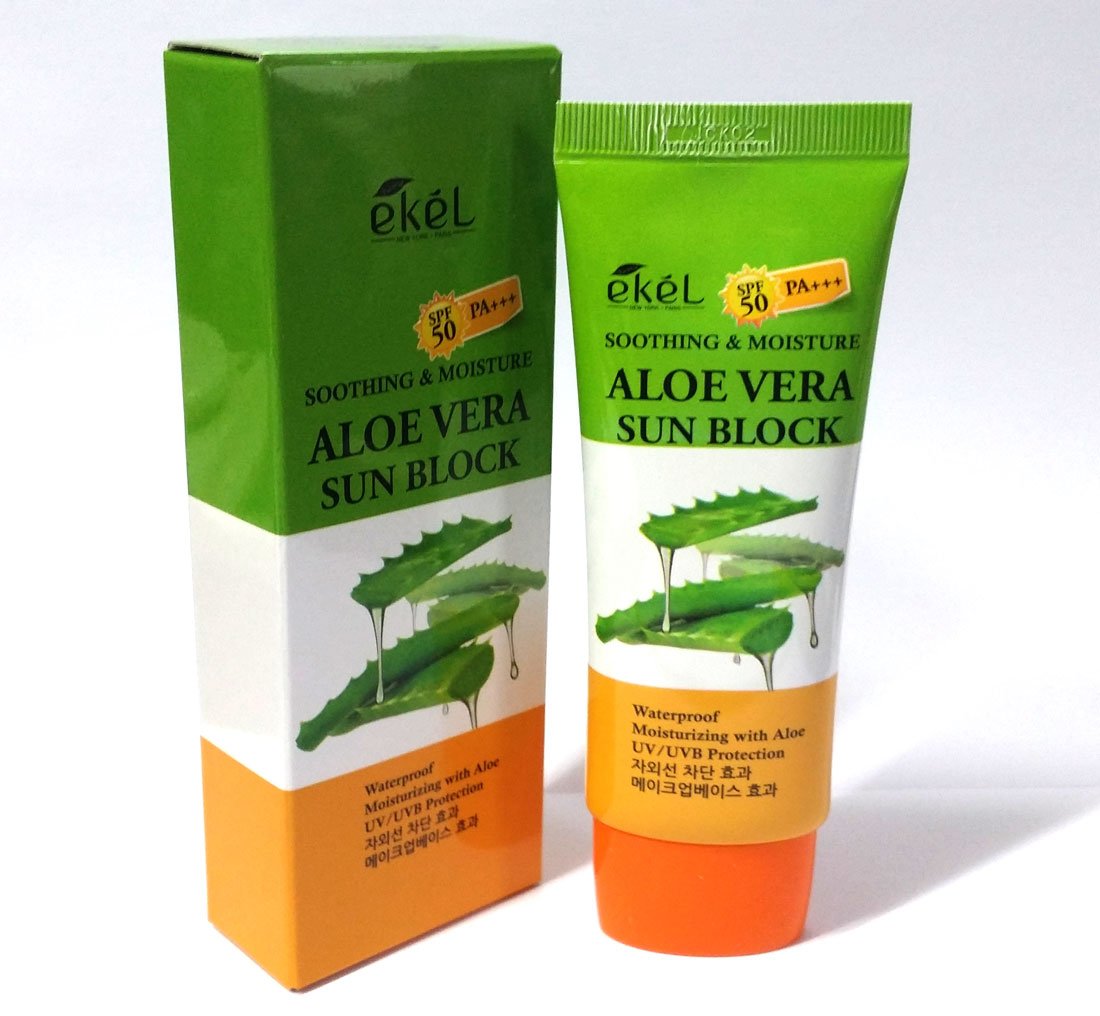 Ekel Aloe Vera Sun Block, SPF 50 PA+++, Waterproof Moisturizing Sunscreen, 70ml, 3 Pack/KoreaBeauty/Korea Made