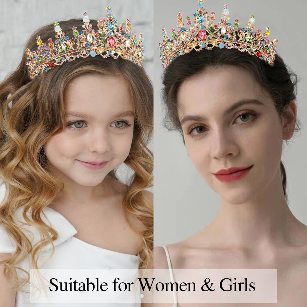 ATODEN Birthday Queen Tiara Crown Sash Tiaras and Crowns for Women Girls Crystal Princess Tiara Rhinestone Headbands Quinceanera