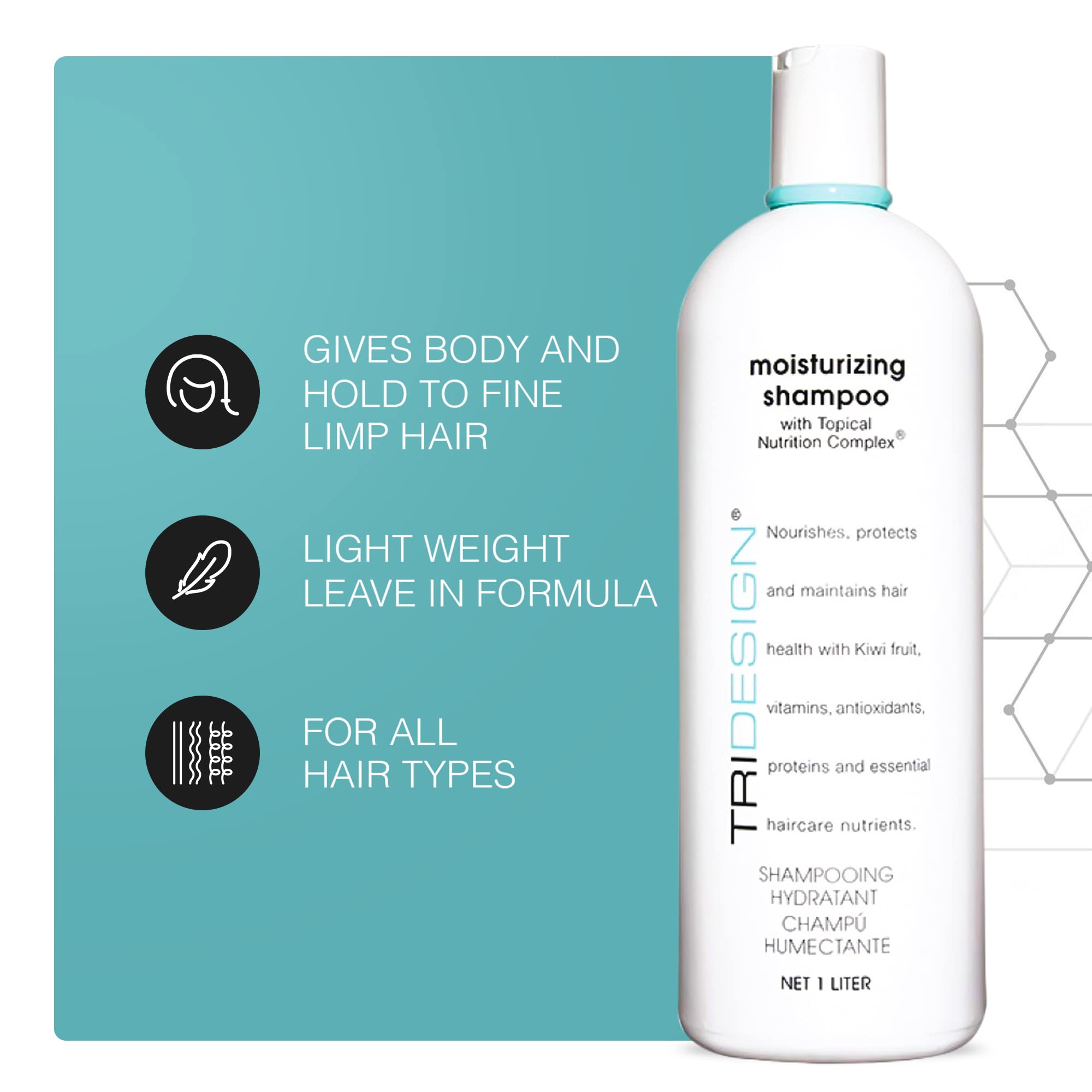 TRI Design Moisturizing Shampoo - Hydrating Shampoo for Dry Hair, Nourishing Shampoo Moisturizer for Women and Men, Daily Shampo