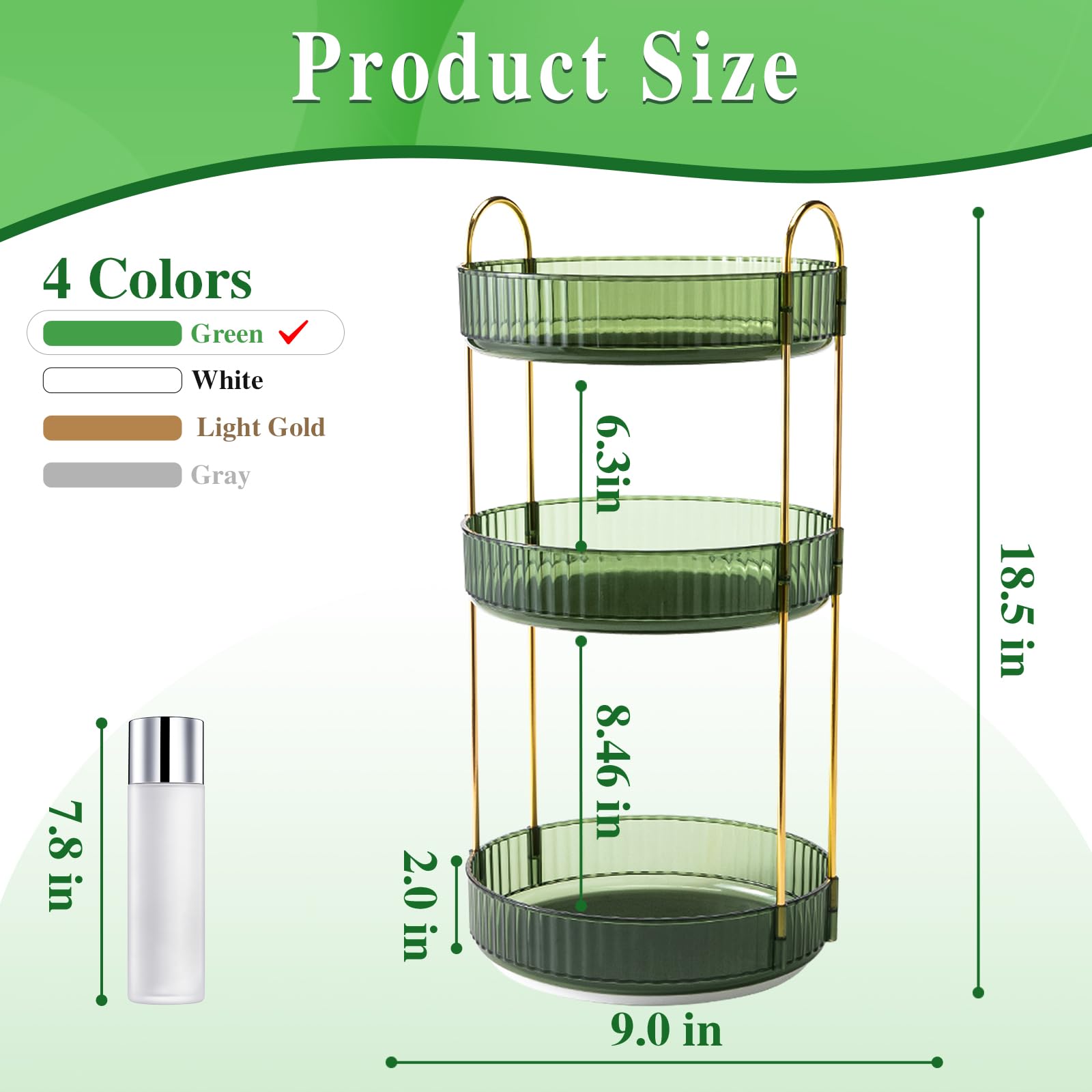 Megapuxin Makeup Organizer For Vanity,360 Rotating Lazy Susan Organizer Large Skincare Make Up Storage Cosmetic Dresser Organize