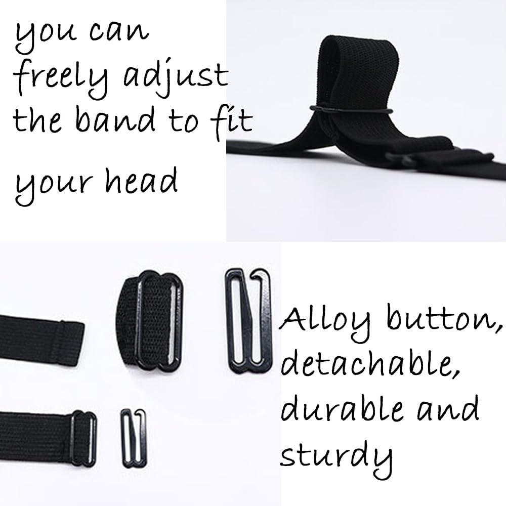 GELXGRIT Adjustable Elastic Wig Band - Nonslip Black Polyester Strap, 3 Count