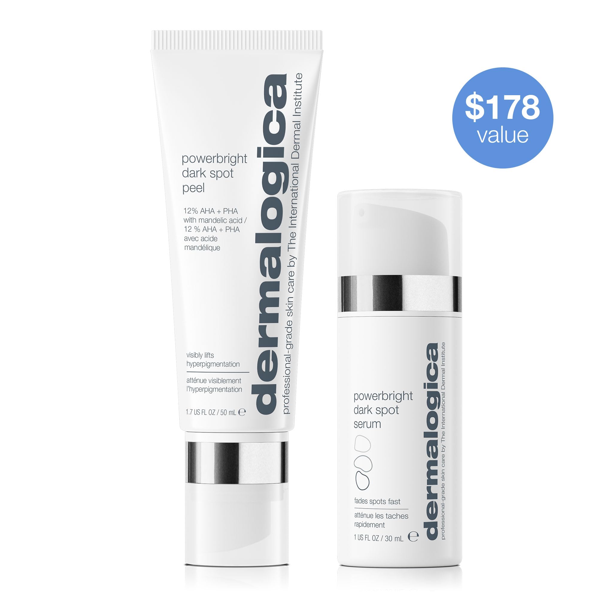 Dermalogica PowerBright Dark Spot System Skin Care Kit, Includes Face Serum and Peel - Fade, Lift, and Prevent Dark Spots and Hy