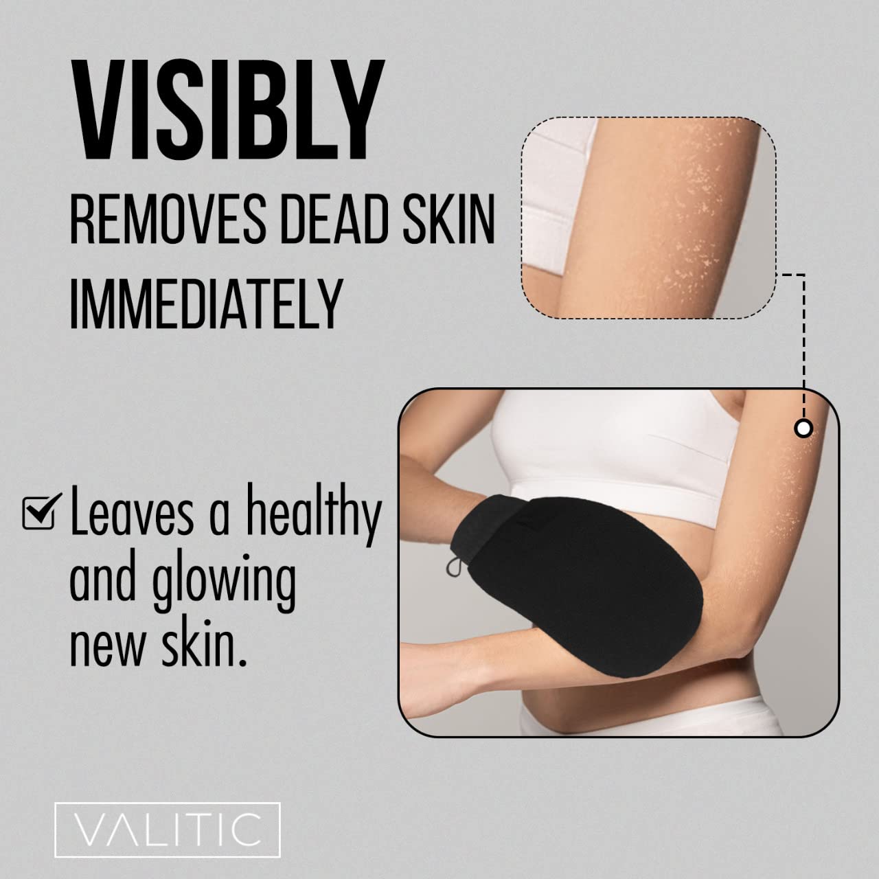 Valitic Exfoliating Glove - Body Scrubber Exfoliator Mitt For Use At Shower Or Bath - Exfoliating Body & Face Dead Skin Remover