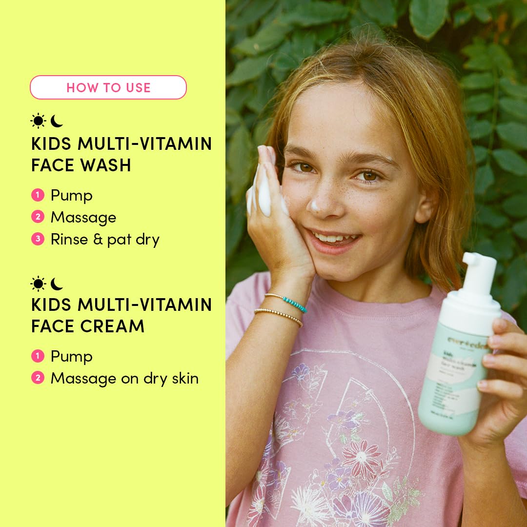 Evereden Kids Happy Face Duo (Melon Juice) - Multi-Vitamin Kids Face Wash & Kids Face Cream Set - Clean & Vegan Skin Care for Ki