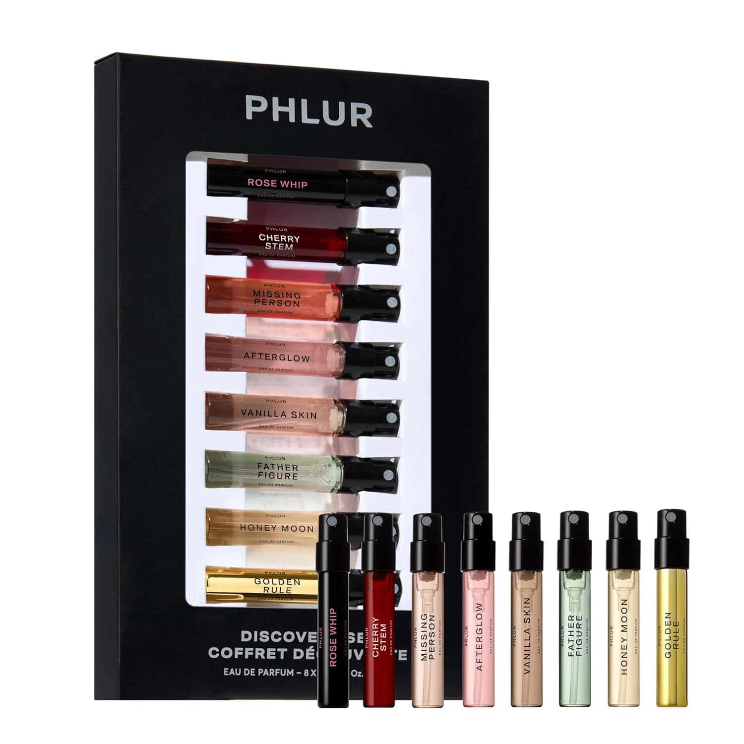 PHLUR Fragrance Discovery Set (2026) - 8pc Perfume Sample Set ft. New Releases Cherry Stem, Afterglow and Honey Moon - 2mL Mini 
