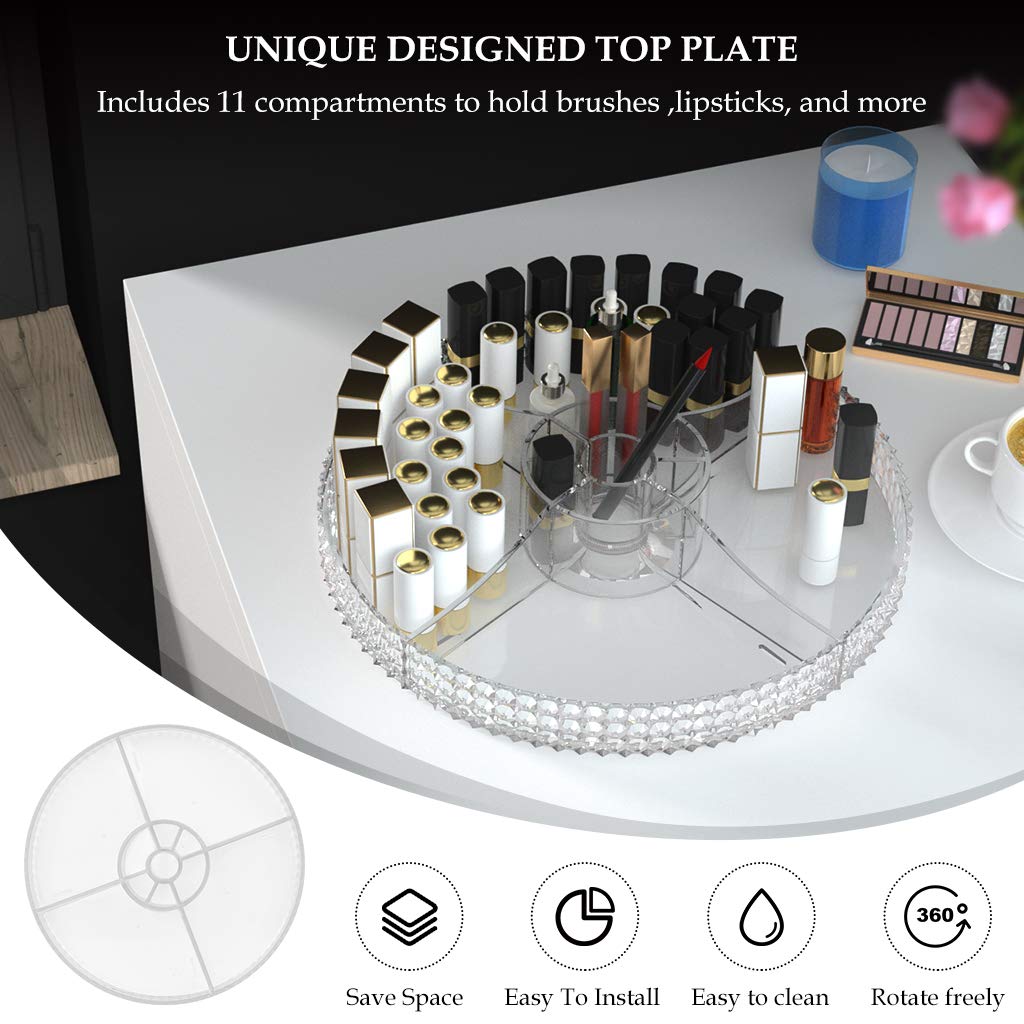 Hemtroy 360 Degree Rotating Makeup Organizer, Extra Large Capacity Perfume Organizer, Removable Diy 7 Layers Make Up Organizer F