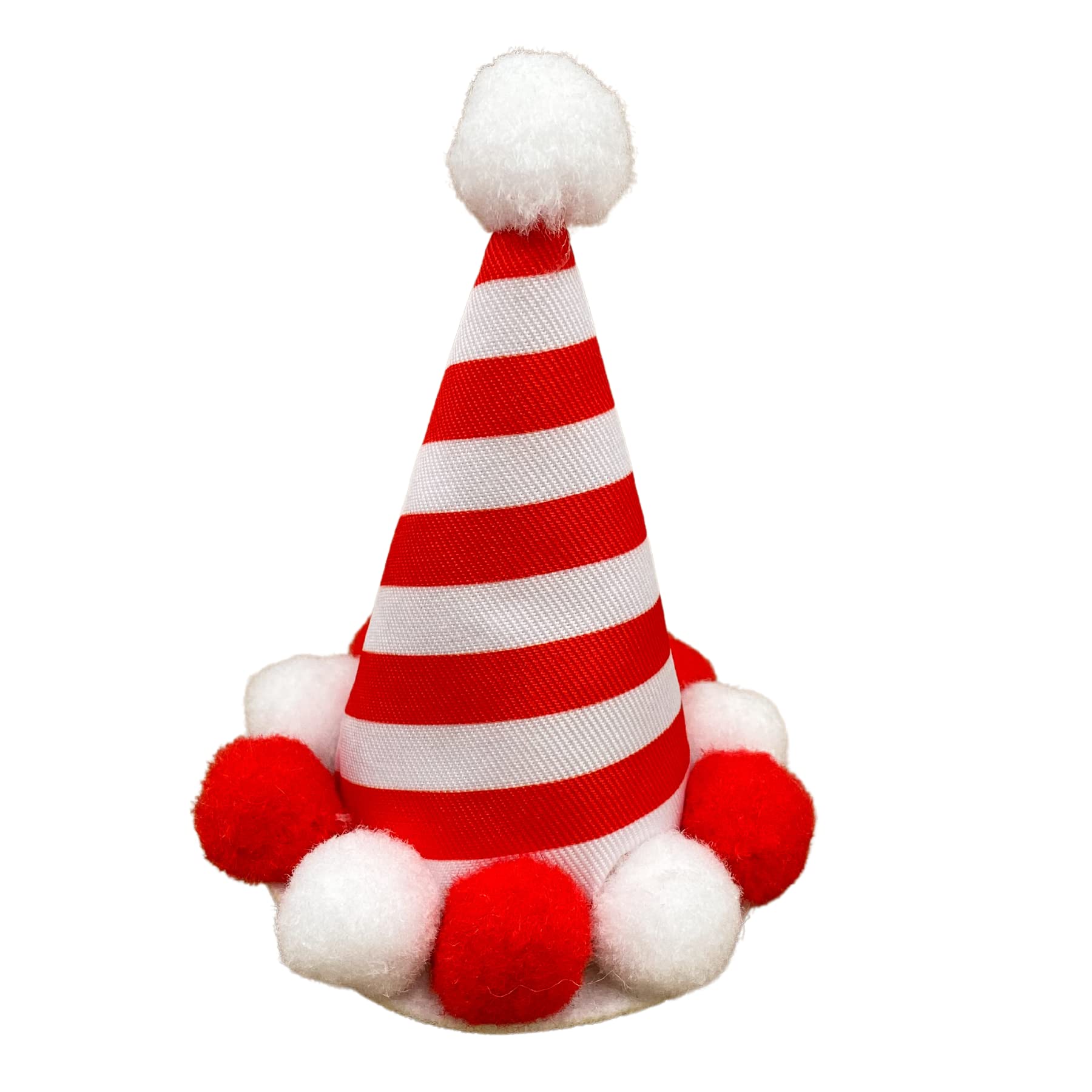 Needzo Christmas Hair Clip Red and White Candy Cane Striped Hat with Pom Poms, Christmas Hair Accessories for Women, One Size Fi
