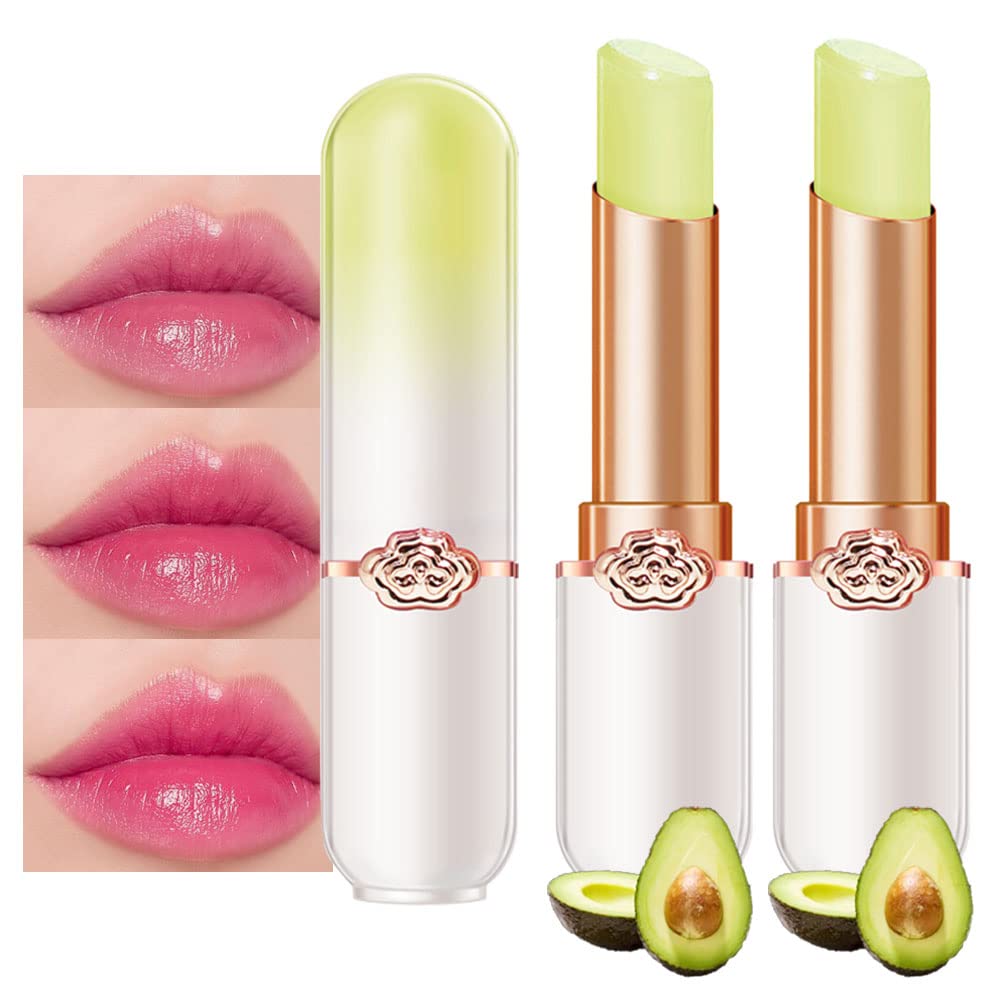Evpct 2Pcs Avocado Tinted Lip Balms Ph Lip Color Changing Lipstick Balm Stain Gift Set Queen For Women Girls Korean Mood Long La