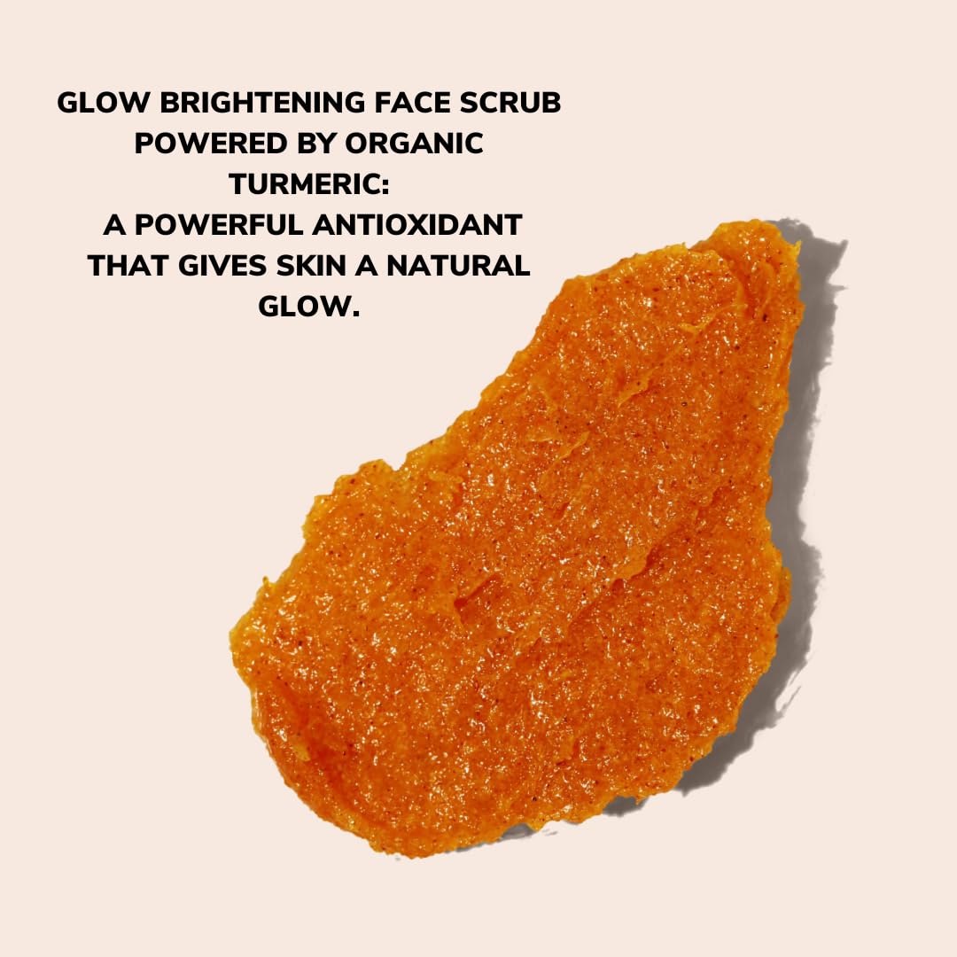 Minimo Glow Turmeric Face Scrub With Heart Applicator - Infused with Turmeric, Manuka Honey, Cinnamon, and Chamomile - Unscented