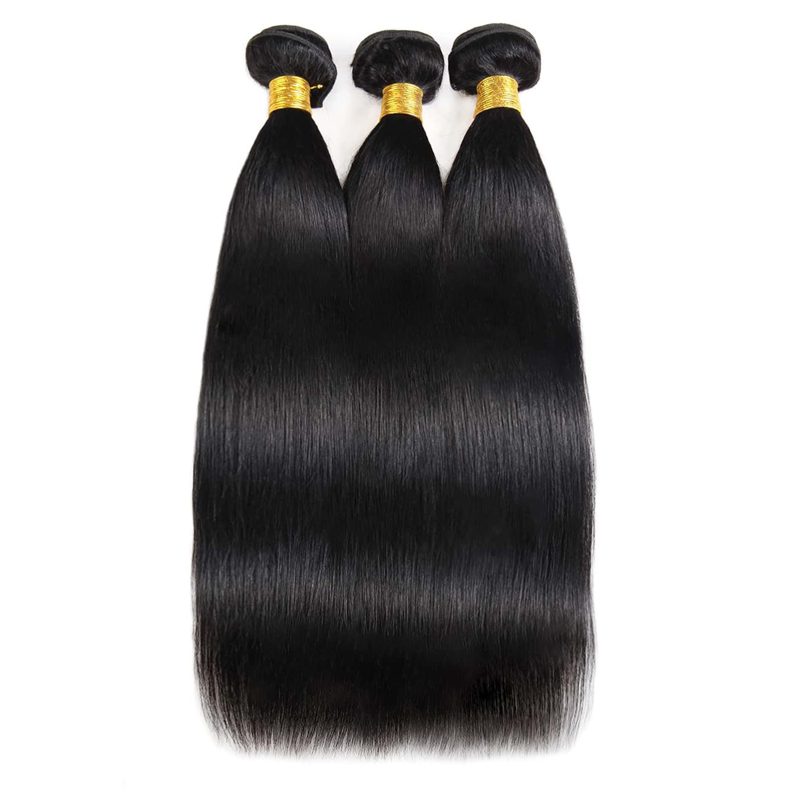 Straight Bundles Human Hair (16 18 20 Inch) Human Hair 3 Bundles Brazilian Virgin Remy Black Hair Bundles Double Weft 100% Unpro
