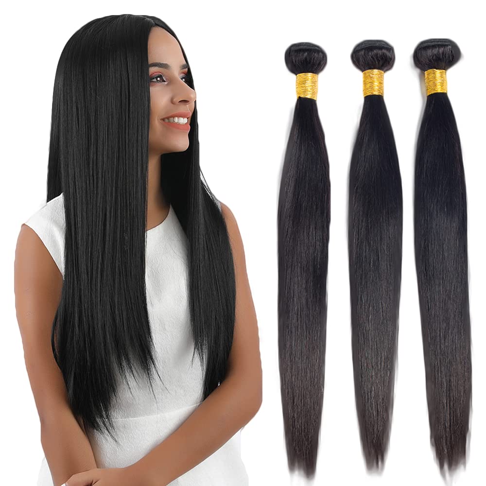 #1B Natural Black Bundles Human Hair Straight Bundles 22 24 26 Inch Unprocessed Brazilian Virgin Remy Hair 3 Bundle Black Straig