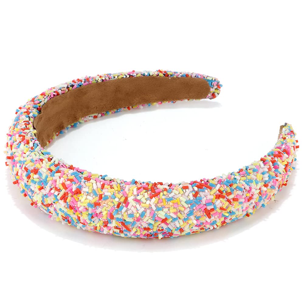 Atoden Padded Colorful Beaded Wide Fashion Headbands - Non-Slip Hair Accessories for Women, Girls' Hair Hoops and Cute Gifts (Co
