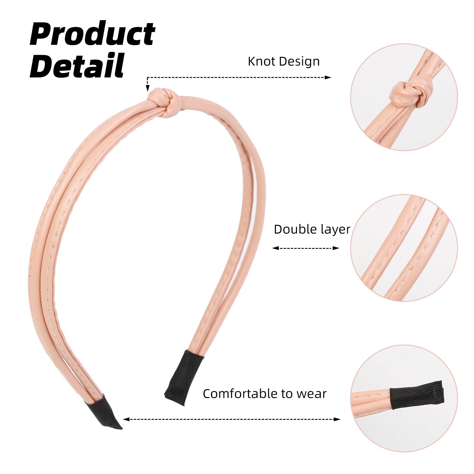 Wovowovo 5Pcs Leather Headbands For Women Cute Hair Bands For Women'S Hair Headbands For Women Trendy Comfortable Thin Headband