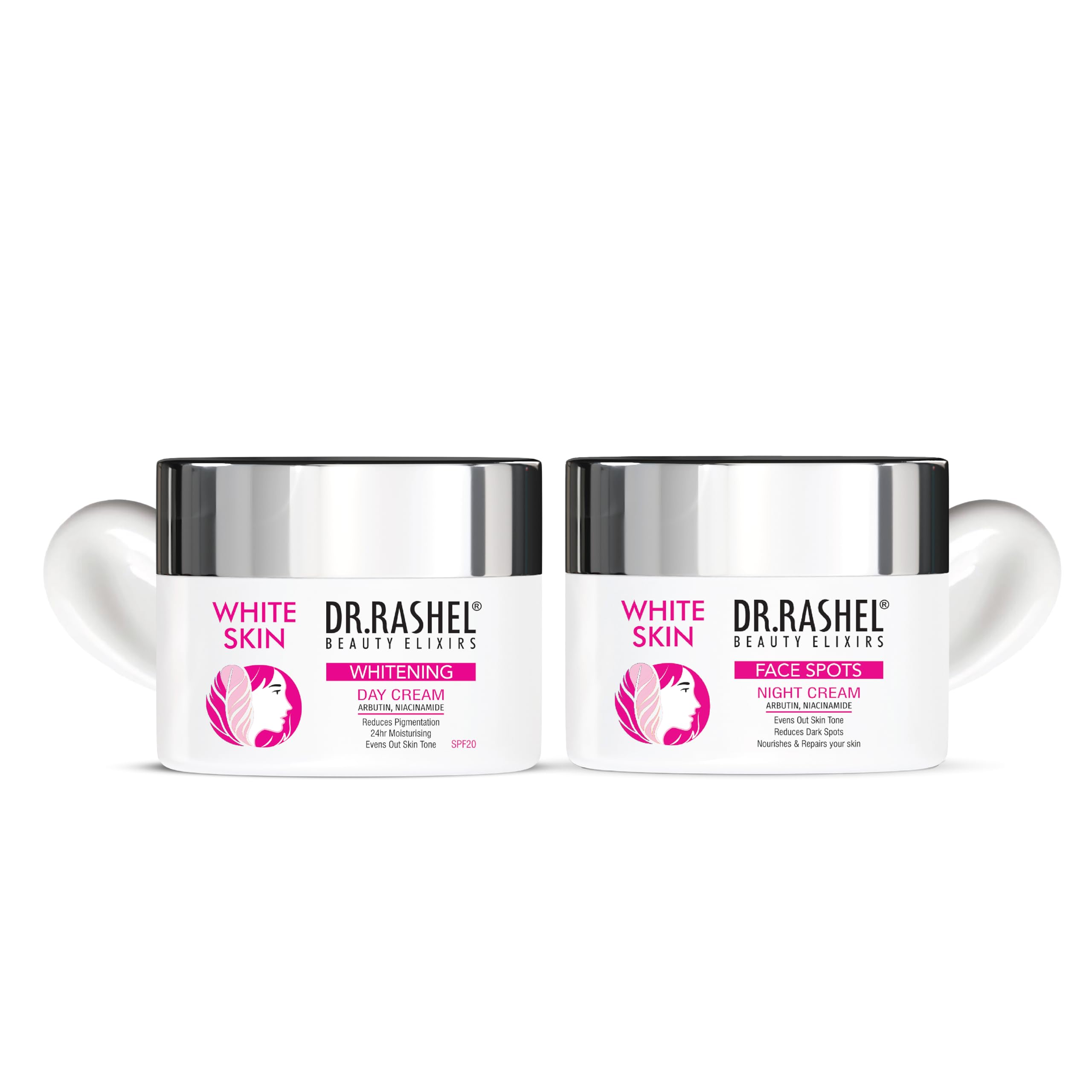 Dr.Rashel White Skin Complete Day & Night Skincare Combo | Dark Spot Removal, Brightening & Rejuvenation | All Skin Types | For 
