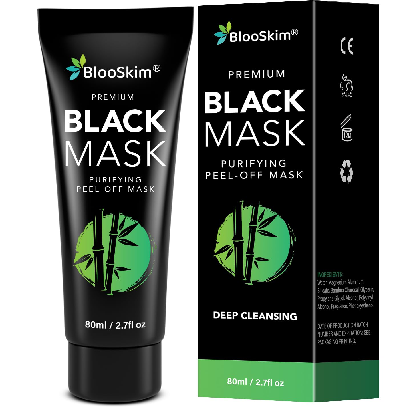 Blooskim Blackhead Remover Mask for Face: Black Peel Off Face Mask  Charcoal Peel Off Face Mask for Oily & Combination Skin  R